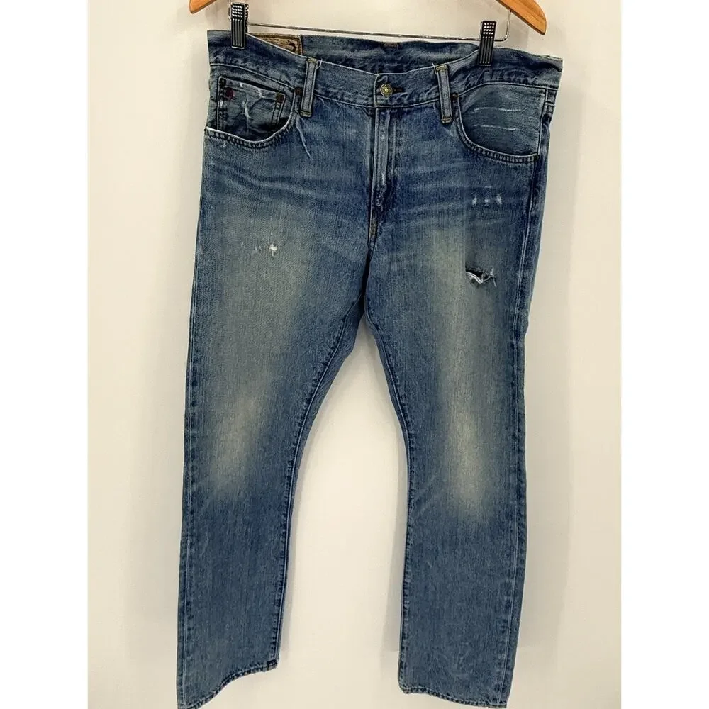 Polo Ralph Lauren Varick Slim Straight Distressed Jeans Men's 34x32